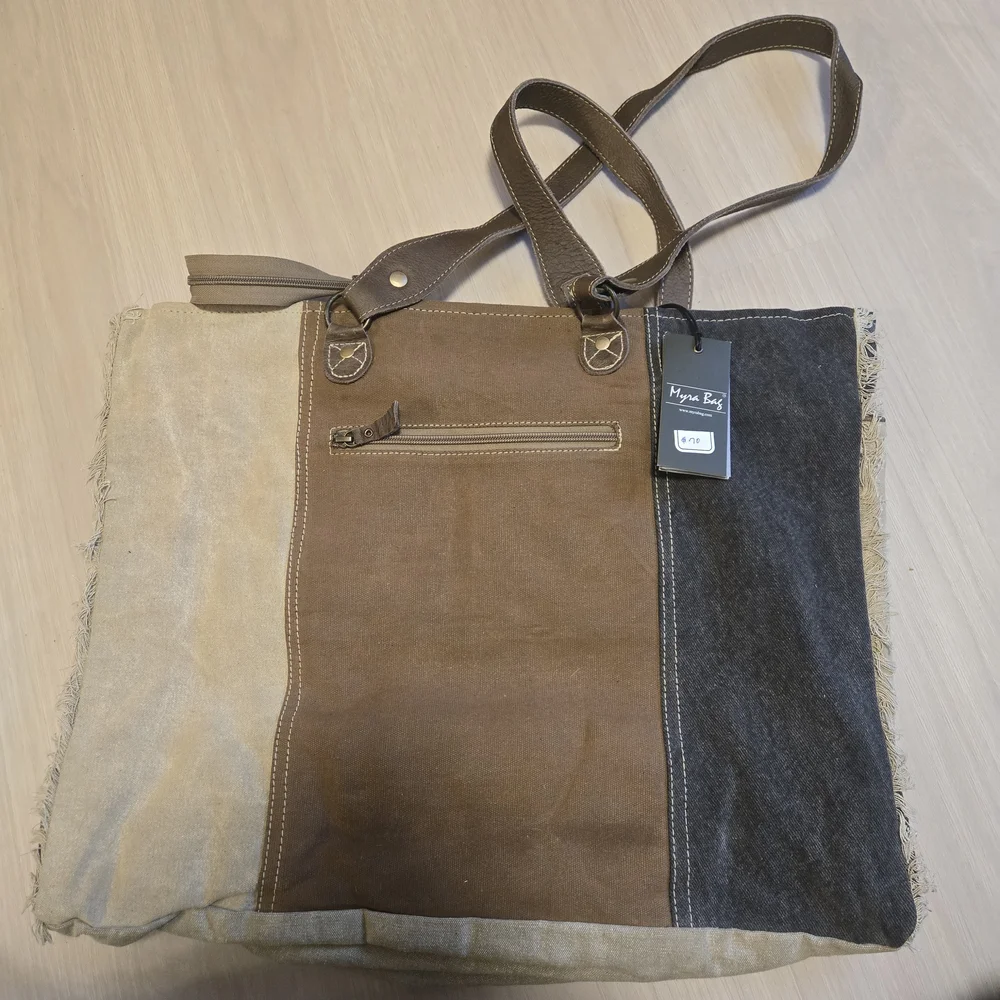 Myra Bag Rustic Brown and Gray Travel Bag - Picture 2 of 3